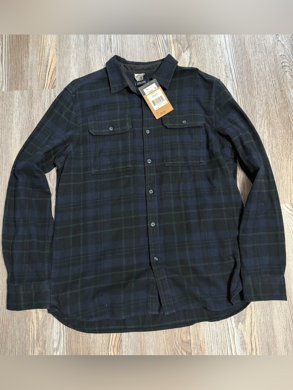 The North Face Flannel Blue & Dark Green Plaid Button-Down Men’s Shirt